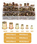 Heavy Duty Rivet Nuts Kit Bulk Pack 500 Pcs Threaded Inserts M3 M4 M5 M6 M8 M10 Galvanized Steel Box with assortment display