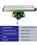 Shop Grade Multifunction Milling Work Table With Cross Travel For Bench Drills Aluminum Dovetail Slide And Precision X Y Movement 310 By 90 mm 200 By 50 mm 80 mm High Built For Real World Machining with dimensions chart.
