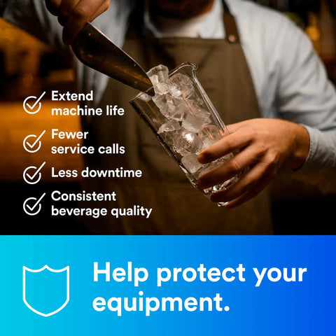 Water Filtration Replacement Cartridge For Commercial Ice Maker Machines HF40 S High Flow ICE140 S in use pouring ice