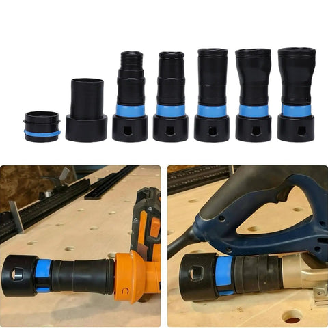 7Pcs Vacuum Hose Expansion Adapters And Dust Collection Quick Connectors Kit For Home Workshop, various sizes for easy tool connection.