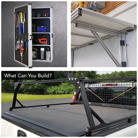 Beefy Pro Level One By Two Inch T Slotted Aluminum Extrusion Bar With Six Broad Channels And Sleek Clear Anodized Coat Designed For Gruff Diy Builds Track Saw Guides And Linear Slides Spanning Precise Seventy Two Inches, showcasing various builds.