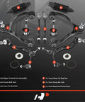 Rock Solid Twelve Piece Front Suspension Kit With Heavy Duty Upper Control Arms And Sway Bar Links For Ford Crown Victoria Lincoln Town Car Mercury Grand Marquis Left And Right, components layout.