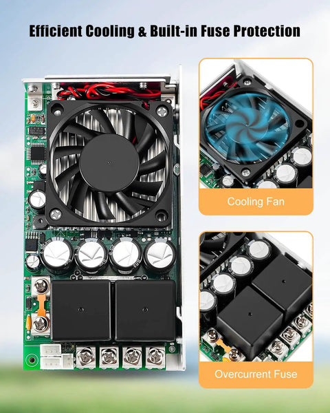 DC Motor Speed Controller With Thumb Throttle For 10 To 50V Systems, 60A Peak, Forward And Reverse, Real Time Voltage Display