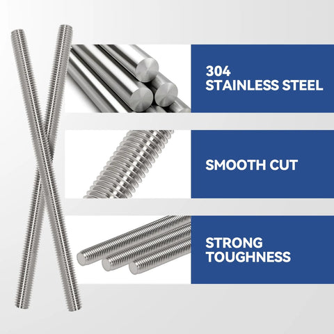 Arwnnklo 24 pcs 304 stainless steel M3 threaded rods with nuts, 26mm length, front view