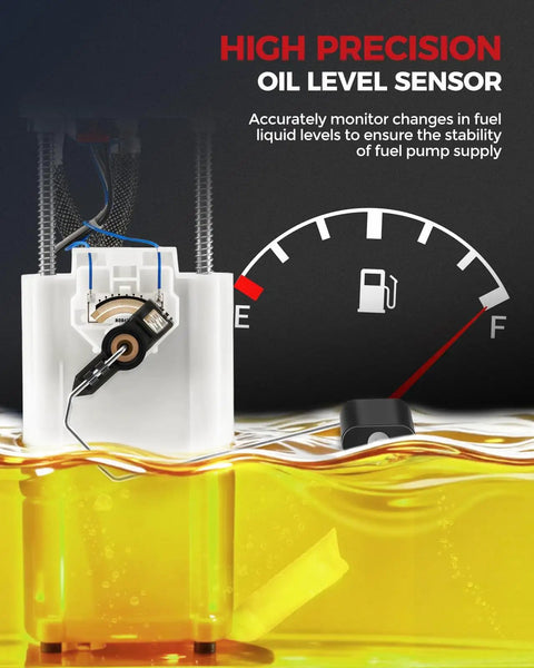 Premium Grade Heavy Duty FG1149 Electric Fuel Pump Module Assembly oil level sensor with yellow fuel in background