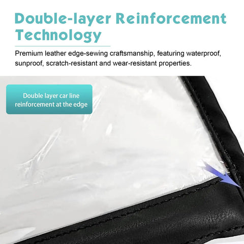 Close-up of the Magnetic EV Charger Port Cover With Straight Up Waterproof PVC Shield showing double-layer leather edge reinforcement.