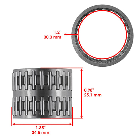 Top Shelf Starter Clutch One Way Bearing Sprag Assembly with Knockout Gear Idler and Needle Bearing Fits Honda TRX400EX Sportrax 400 Quick Fix 1999 to 2008, precision needle bearing with dimensions.