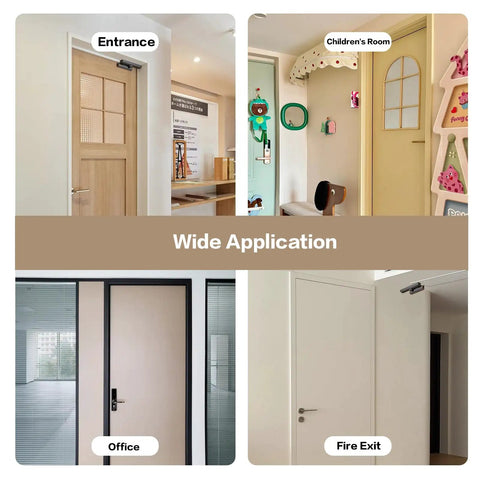 Various applications of Dead Stop Soft Close Hinge For Doors With Anti Slam Damper And Adjustable Speed Adapter in homes and offices.