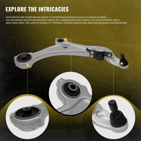 Heavy Duty Lower Control Assembly for 2011 to 2017 Nissan Quest showing precision joints and bushings.