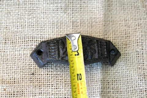 Top Notch Vintage Cast Iron Cup Pulls For Dresser Cabinet Bin Hardware Rustic Kitchen Remodeling Killer Handled Set Of Fifteen Pieces, 4-inch handle with measuring tape.