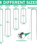 Heavy Duty Landscape Stakes Kit 100 Pack In 4 Inch 6 Inch 8 Inch And 10 Inch 11 Gauge Galvanized Staples For Weed Barrier Fabric