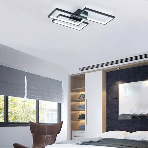Dope LED Ceiling Light Modern Flush Mount Fixture 42W 2600lm Rectangle Black 6000K Cool White Energy Saving Ceiling Lamp in bedroom.