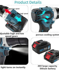 Total Badass Cordless Automatic Rivet Nut Gun With Brushless Motor and Portable Blind Riveting Tool Kit showing adjustable gears and batteries.