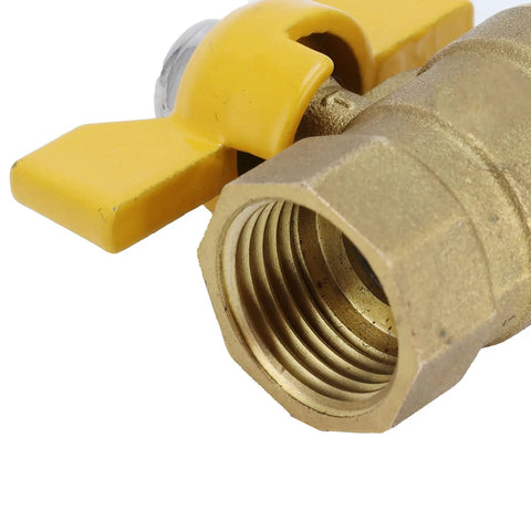 Close-up of a Heavy Duty Brass Ball Valve With G1/2 Male Thread for quick gas shutoff and manual control.