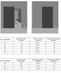 Dimensions for 42 By 84 Inch Concealed Sliding Barn Door With Soft Close Mechanism And Heavy Duty Track System.