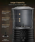 Cafe-Style Barista-Grade Milk Foam Maker And Frother With Temperature Display, 350ml capacity, magnetic spinner shown