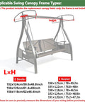 Diagram showing dimensions for All Weather Outdoor Swing Canopy Replacement Cover for swing frames, 2-3 seater sizes.