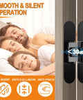 Dead Simple Slick Hidden Door Hinges Heavy Duty Zinc Alloy Concealed Hinge Brackets with smooth operation near sleeping family.