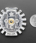 Dope Clear Shield Case For Circuit Playground Express And Bluefruit Boards Snap Fit electronics housing shown with a quarter for size.