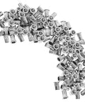 Stainless Steel Flat Head Knurled Rivet Nuts Kit 1/4-20 Thread Rivet Nut Inserts, 120 Pcs, spread on white surface