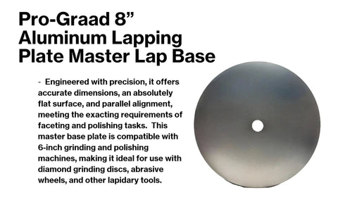 8 Inch Aluminum Master Lapping Base With One Half Inch Arbor Hole For Diamond Flat Lap Discs Grinding Pads And Abrasive Backer Discs