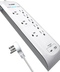 25 Foot USB C And USB A Surge Protector Power Strip With 8 Outlets 4200 Joules Heavy Duty Overload Protection Flat Plug Design
