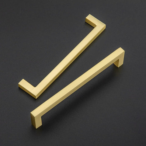 Heftiest 25 Pack of Slick Gold Cabinet Handles Measuring 5 Inch Long crafted from Heavy Duty Zinc Alloy in a close-up view.