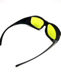Heavy Duty Laser Safety Glasses Delivering Full Coverage Broad Spectrum Eye Protection For Uv To Far Infrared Range CE En207, black with yellow lenses.