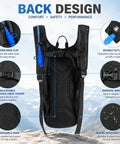 Ultra Lightweight Hydration Backpack With 2L Water Bladder For Cycling, Running, Biking, And Hiking, Waterproof Oxford Fabric, back view