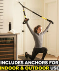 Person using All-In-One Suspension Training System For Home Workouts And Full-Body HIIT, Indoor And Outdoor Anchors Included