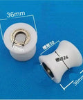 Heavy Duty Nylon U Slot Pulley Wheel With Slick Action Guide Roller For Industrial And Home Improvement Jobs Garage Door Tracking No Fuss Setup Dead Easy To Mount Every Time, white with dimensions 36mm and 12mm.