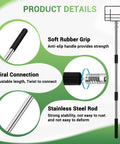 8 Foot Edge Protector Extension Handle For V Shaped Edge Corner Guards And Flatbed Edge Protectors Detachable Spiral Rod Handle Only For No Climb Needed Safe Cargo Loading And Easy Install with rubber grip, spiral connection, stainless steel rod, and detailed product features.
