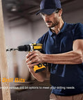 Tough As Nails 21v Cordless Drill Tool Kit With Dual Rechargeable Batteries And Six Precision Bits Ergonomic Grip for easy drilling in wood.