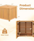 Dimensional diagram of 2 In 1 Outdoor Side Table With Storage In Acacia Wood Slatted Design With Umbrella Hole And Removable Base Square End Storage Box For Backyard And Poolside Built To Last And Totally Chill, showing inner and outer measurements.