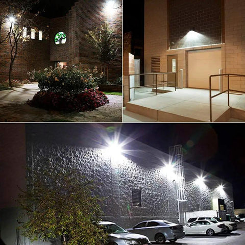 Wall Pack Light High Efficiency No Fuss 30W 4050lm 5000K Dusk To Dawn Photocell Outdoor Security Flood Light illuminating building exteriors