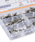 70 Piece M5 Bolt Assortment Kit With Hex Socket Head Cap And Flange Bolts In Stainless Steel 304 For Heavy Duty Fastening And DIY Projects, Rust Resistant Hardware Set Toolbox Must Have displayed in box