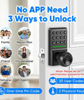 Game Changer Keyless Entry Deadbolt Door Lock with Sleek Knobs Supports Password and Physical Key Unlocks Zero App Required with keypad.