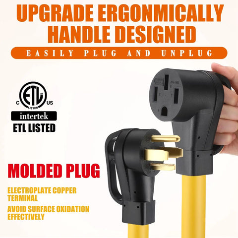 Straightup Solid Gear Nema 14To30P To 14To50R Ev Charger Adapter Compatible With Tesla Level 2 Home Charging showing ergonomic handle and molded plug.