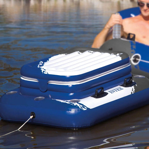 Inflatable Mega Chill II Beverage Cooler Float For 72 Cans With Lid Poolside Party Essential on the water