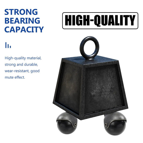 Two Inch Antique Brass Swivel Plate Furniture Casters Four Piece Heavy Duty Ball Wheels with durable black rubber rollers.
