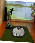 Indoor setup with Lightweight Golf Chipping Practice Net For Backyard Training Portable Mesh Hitting Net For Golfers Easy Setup.