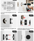 Installation steps for Matte Black Round Pocket Door Lock Set For Two One Eighth Inch Bore, Easy Install Pocket Door Hardware.