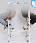 Two individuals seated on the Heavy Duty Aluminum Bathroom Assist Rail Frame for Seniors and Adults, showcasing its stability and grip.