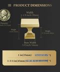 Twenty Pack Premium Gold Cabinet Knobs And Sturdy Drawer Pulls Featuring A Sleek Brushed Brass Finish Boss Level Zinc Alloy Furniture Hardware dimensions chart with measurements.