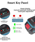 Smart Key Panel of Smooth Riding Heavy Duty Cordless Electric Rivet Nut Gun With 5.2ah Battery Pack, showing power display and mode settings.