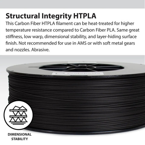 Premium Plant Based 3D Printer Filament 1.75mm Matte Fiber Heat Tolerant PLA In Crisp White 500G Spool side view on black spool.