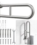 Heavy Duty Toilet Grab Bar Flip Up Folding Safety Handrail For Bathroom Wall Mount 304 Stainless Steel 24 Inch with installation hardware