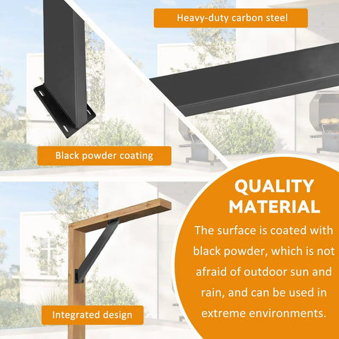 Heavy Duty 45 Degree Angle Support Bracket Kit For Pergolas, Decks And Pavilions, Steel Post And Beam Connectors, Weatherproof And Rust Resistant, Ideal For Cabins, Backyards, Terraces, Stairs, 12 Piece Set
