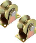 Heavy Duty 3 Inch V Groove Caster Wheels With Double Bearings For Industrial Machines Sliding Gates And Wire Rope Rails 2 Pack Easy Installation
