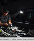 Mechanic using Two Pack Magnetic Tray Holders Pro Grade Stainless Steel 3.6 By 2.5 Inch Rectangular Trays in car engine bay